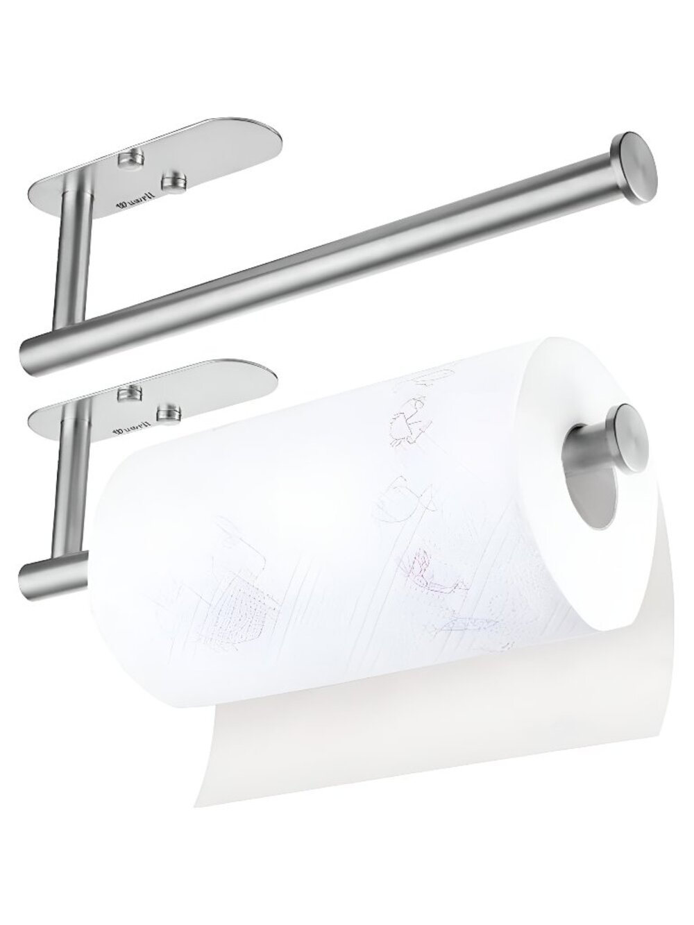 2 Pack Paper Towel Holders Under Cabinet, Self-Adhesive - 13.2 (Silver)